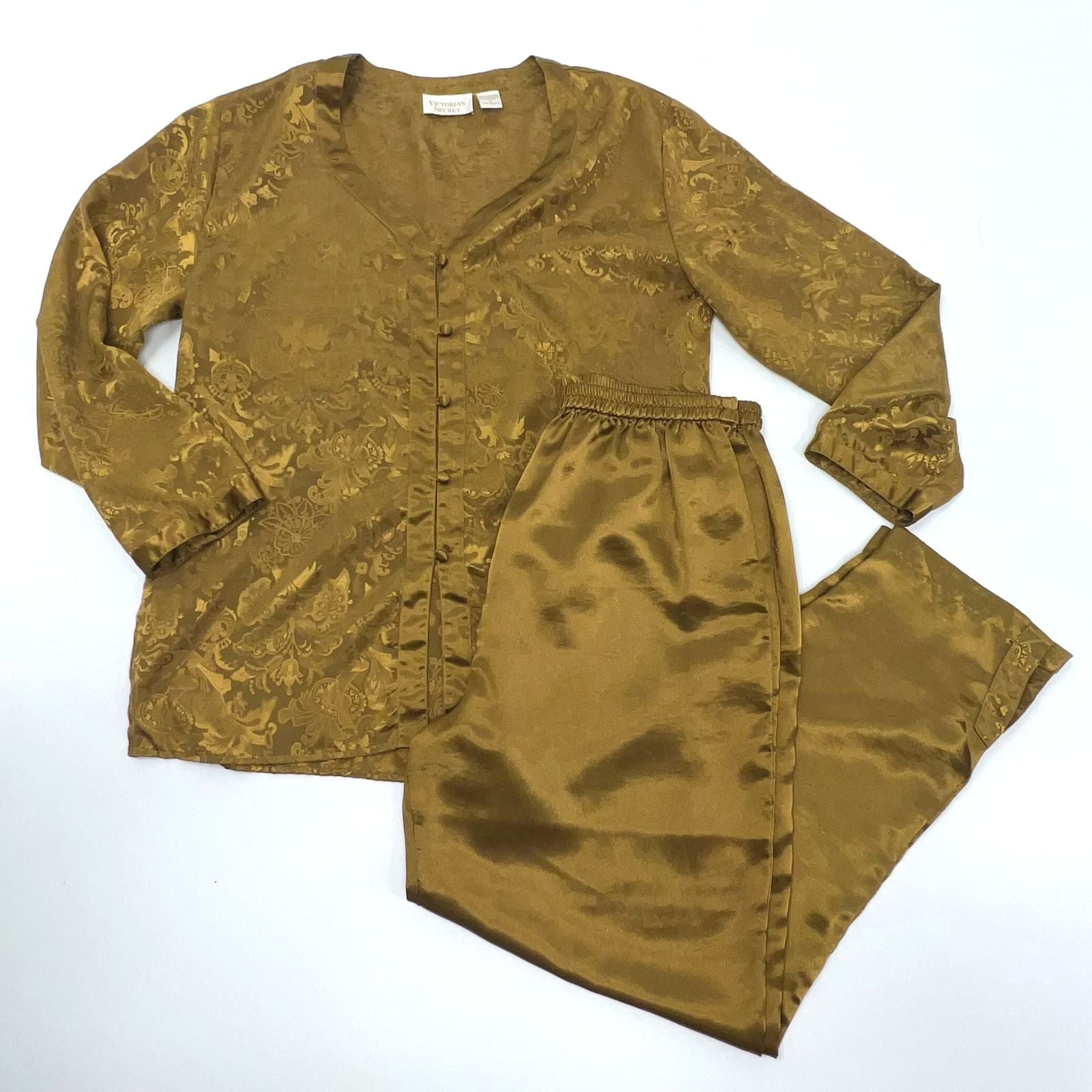 Vintage Victoria's Secret Gold Label Pajama Set Small Bronze Gold Tone