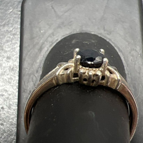 925 Sterling Silver Dark Blue Topaz Ring Size 8 2.3g