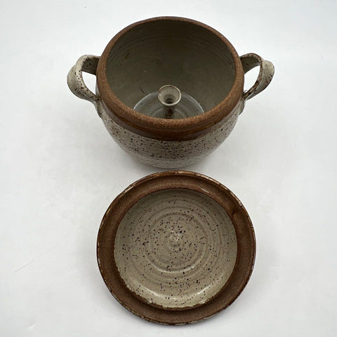 Vintage Studio Pottery Ceramic Steam Funnel Pot Speckled Stoneware Lidded