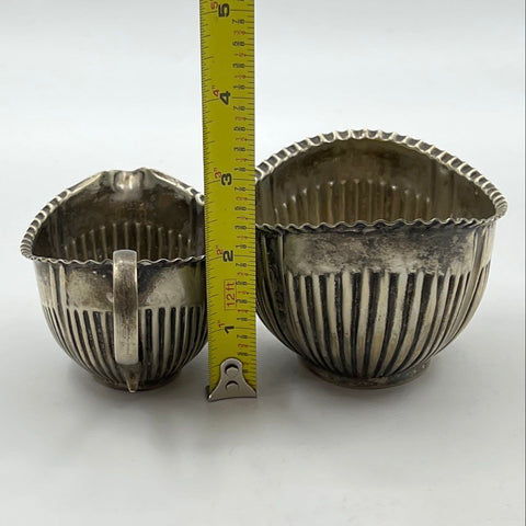 EPNS Silver Plate Creamer and Sugar Bowl Set 2 Piece Vintage Fluted Design