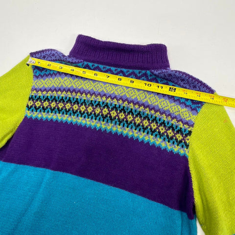 Alpaca Imports Vtg Y2K Colorblock Fair Isle Alpaca Wool Sweater Womens M