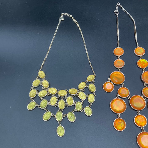 Statement Costume Jewelry Lot 4 Necklaces Bib Faux Pearl Beaded Fringe Styles