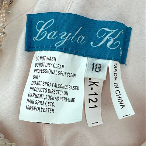 Layla K Women's Pink Beaded Sequin Tulle Formal Ball Gown Corset Back Sz 18