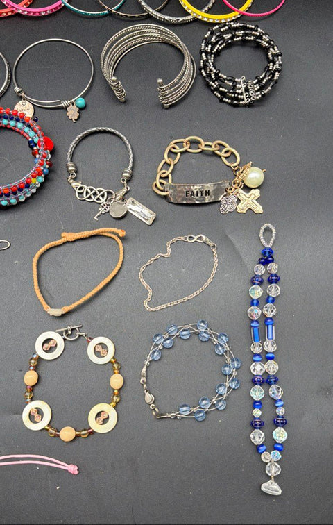 Vintage to Modern Costume Jewelry Bracelet Lot Bangles Beaded Charms