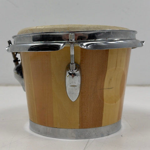 Single Bongo Drum 8-Inch Stave Wood Shell Percussion Natural Finish