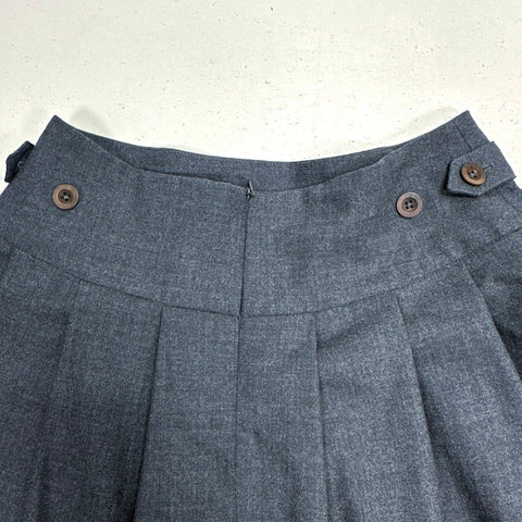 Toast Women's Gray Pleated Wool Blend Midi Skirt Side Buttons Size 6