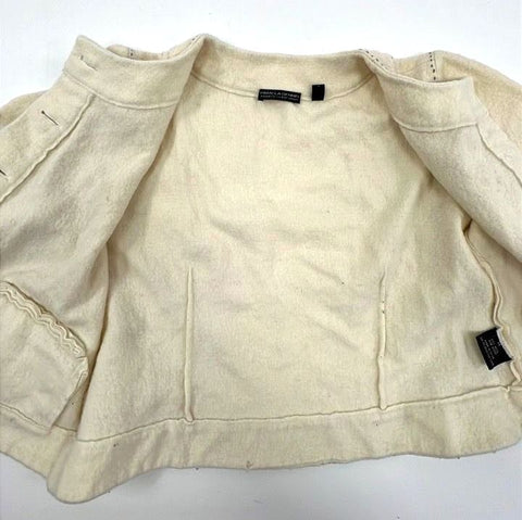 Vintage Pamela Dennis Private Client Women's Cream Wool Cropped Jacket Sz M