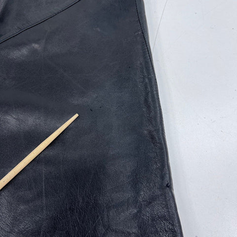 Vintage 90s Siena Women's Black Leather Pencil Skirt Diagonal Seam Sz 8