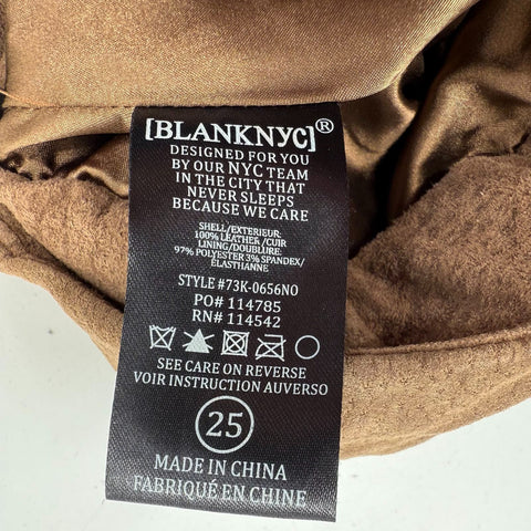 Blank NYC Brown Suede Leather Zipper Front A-Line Mini Skirt Women's Size 25