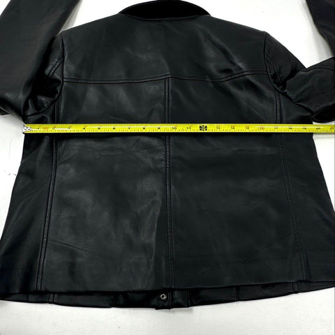 Chico's Women's Black Faux Leather Zip Front Jacket Sz 1 NWT
