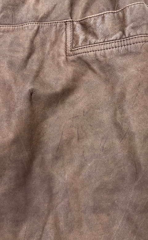 Pelle Studio Vintage Y2K Brown Distressed Long Leather Trench Coat Women's S