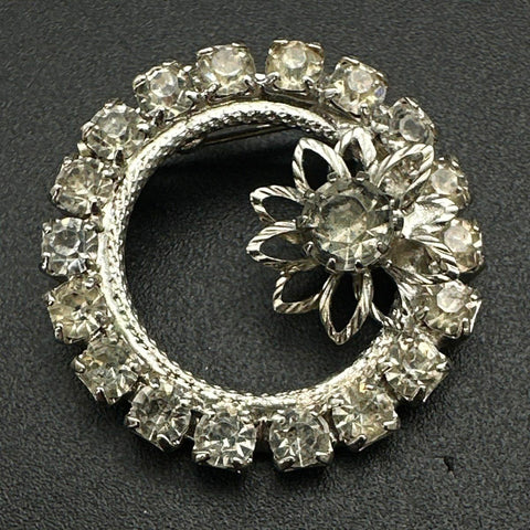 Vintage to Modern Costume Jewelry Lot 8 Rhinestone Brooches Gold Silver Tone