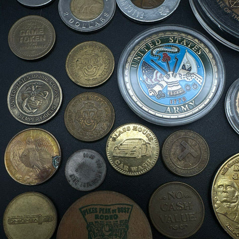Challenge Coin Token Lot Military Pikes Peak Arcade Exonumia 55+ Piece Vintage