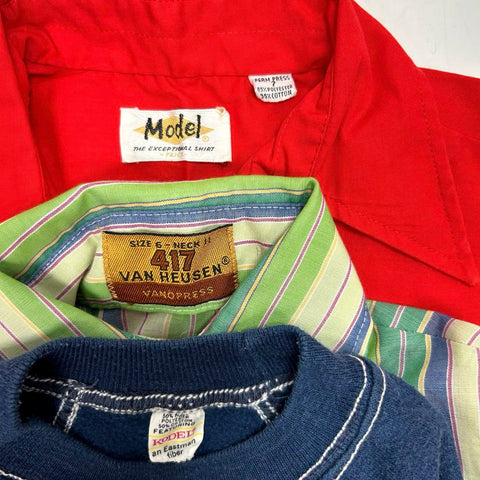 Vintage 70s Boys Clothing Lot Van Heusen Shirts Flare Pants Sweatshirt Sz 6 7