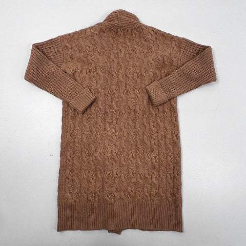 Caslon Women's Cardigan Sweater Tan Camel Cable Knit Shawl Collar Sz M NWT