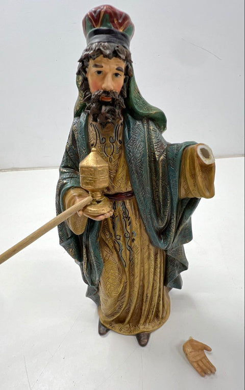 Nativity Scene Set Lot 17 Pieces Large Scale With Stable Hand-Painted Ceramic