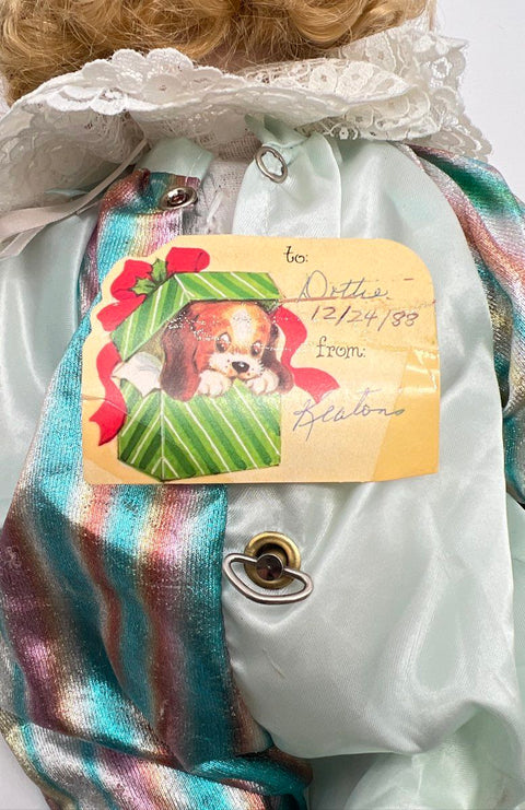 Musical Porcelain Clown Doll Iridescent Outfit Vintage 18 Inch Tested Music Box