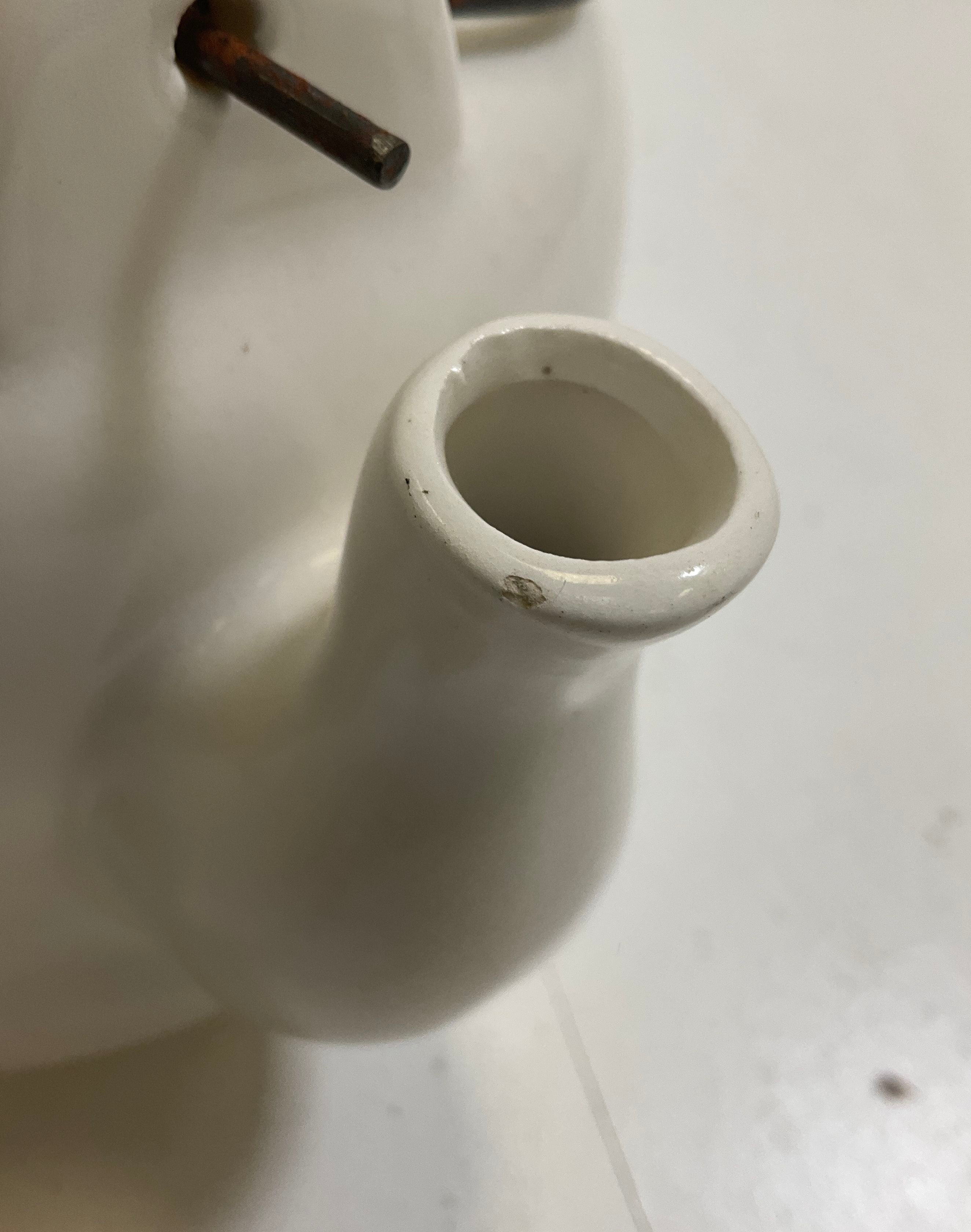 Vintage Hand Painted Floral Ceramic Teapot Kettle White Metal Bail Handle