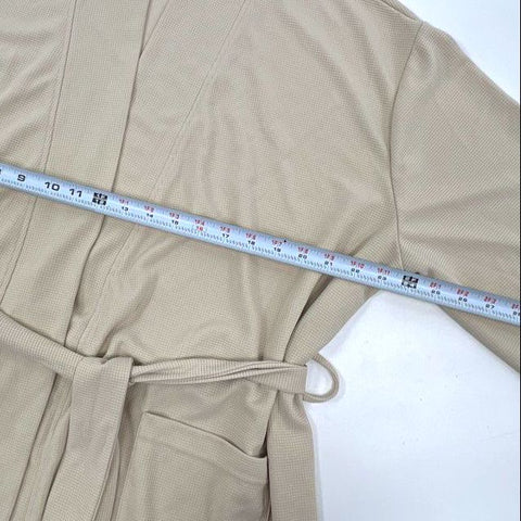 Line & Dot Women's Beige Waffle Knit Belted Loungewear Robe Sz L/XL