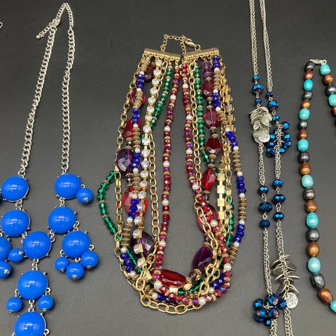 Vintage and Modern Jewelry Lot of 7 Necklaces Statement Beaded Multi-strand
