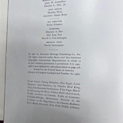 American Heritage Book of Indians JFK Intro Hardcover 1961 History 9x12