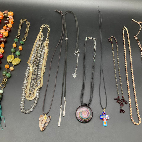 Vintage to Modern Mixed Costume Jewelry Lot 1lb 13 Necklaces Guess Beaded