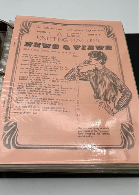 Alles' Knitting Machine News & Views Newsletter Lot Binder Patterns 1979-1980