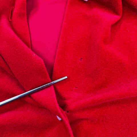 Vintage 70s Raymodes Red Velour Lace Trim Button Front Nightgown Robe Sz NS