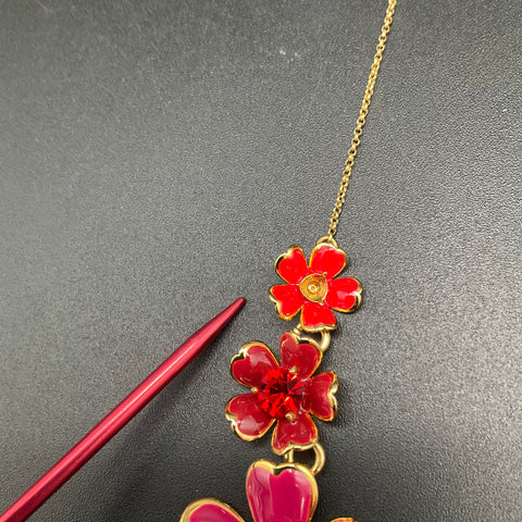 Kate Spade New York Blushing Blooms Red Pink Enamel Floral Statement Necklace