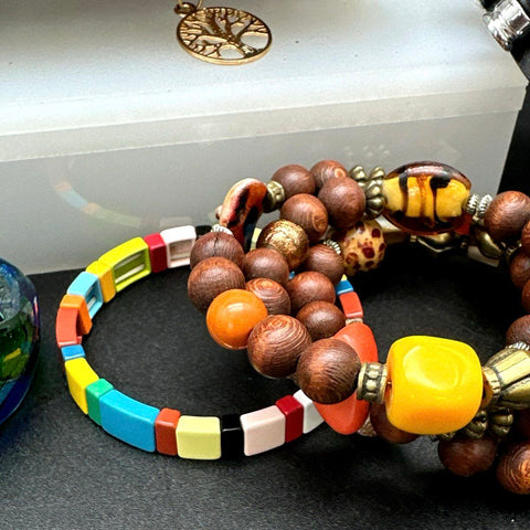 Vintage to Modern Costume Jewelry Lot 30+ Pcs Beaded Stretch Cuffs Bangles