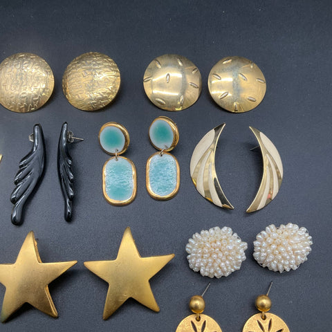 Vintage 80s 90s Costume Jewelry Earrings Lot of 15 Pairs Monet Enamel Retro