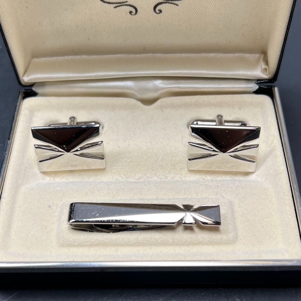 Swank Men's Silver tone Cufflink & Clip IOB