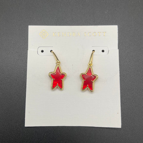 Kendra Scott Ada Star Small Drop Earrings Gold Tone Red Illusion NWT