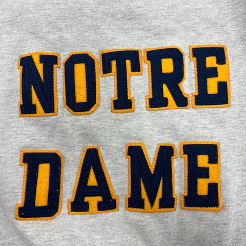 Vintage 90s Savvy Notre Dame Fighting Irish Gray Spellout Crewneck Sweatshirt L