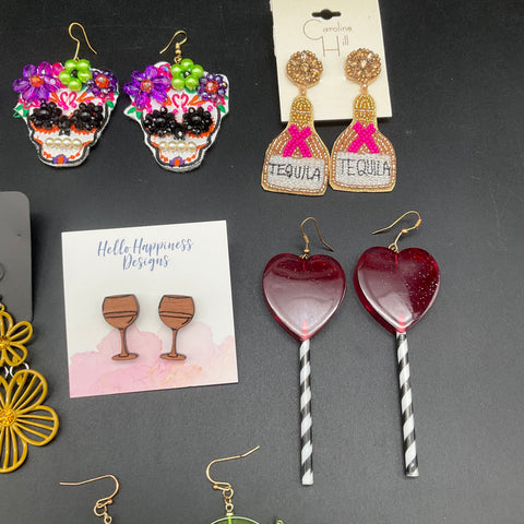 Caroline Hill Paparazzi Anna & Ava Novelty Beaded Acrylic Earring Lot of 9 Pairs