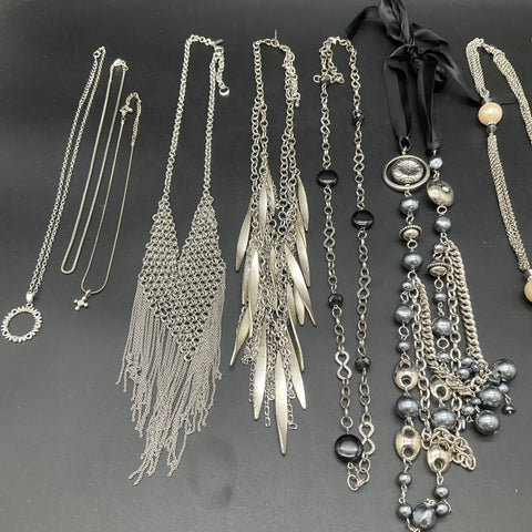 Silver Tone Costume Jewelry Vintage Style Necklaces Dragon MOM Pearl Lot of 10