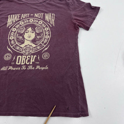 Obey Unisex Sweatshirt T-Shirt Lot of 4 Graphic Crewneck Pink Gray Maroon Sz S M