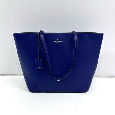 Kate Spade Royal Blue Leather Large Tote Bag Gold Hardware