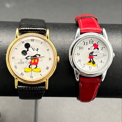 Vintage Disney Lorus Mickey Mouse Minnie Mouse Watch Lot of 2 Wristwatches