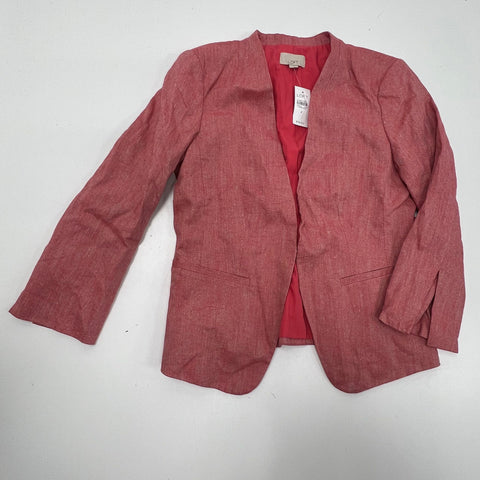 NWT LOFT Red Open Front Collarless Blazer Jacket Women's Size 4