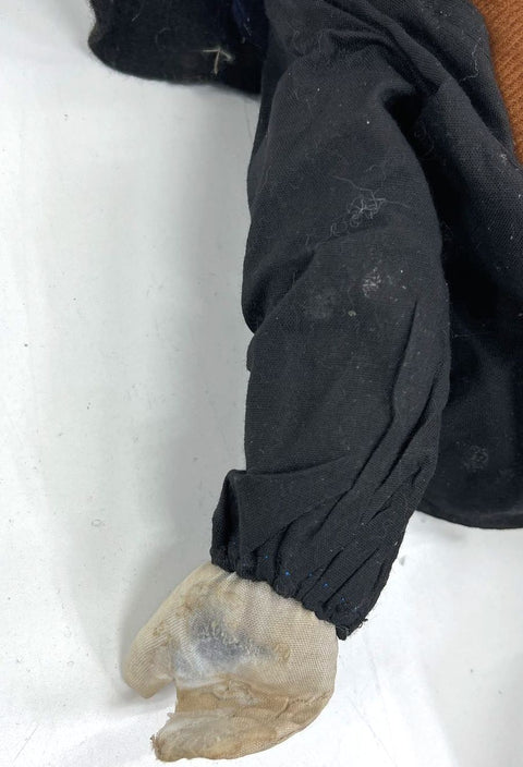 Vintage 70s Hobo Clown Doll Sad Face Hand Painted Plaid Outfit 22 in