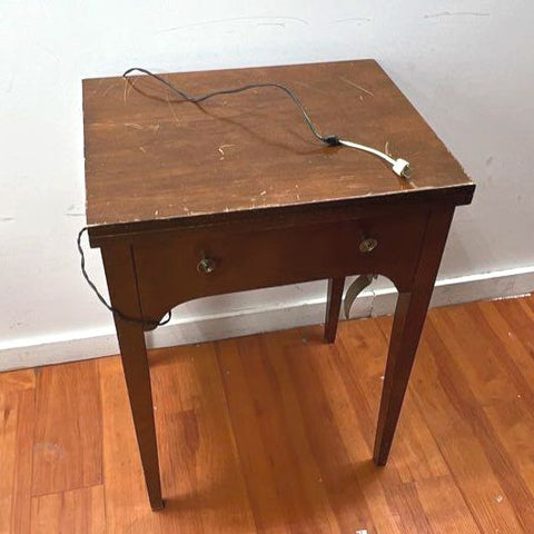 Vintage White 263 Sewing Machine in Mid-Century Wood Cabinet Table Tested Works