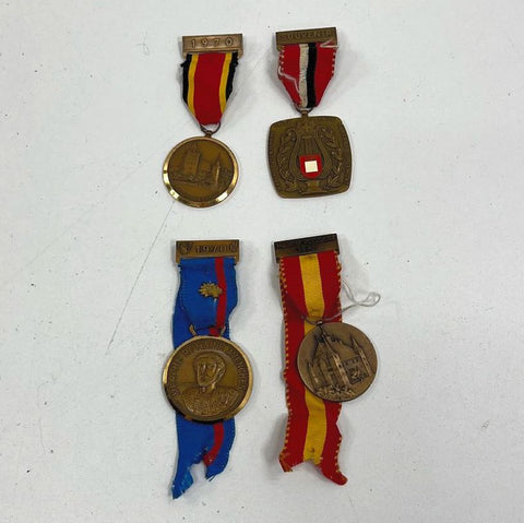 Lot of 4 Vintage European March Medals 1970s Swiss Spanish Belgian Souvenir