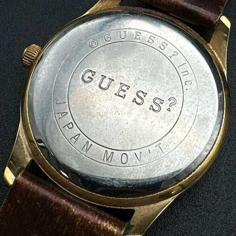 Vintage Guess Watches Lot of 2 1996 Logo Dial Embossed Leather Straps