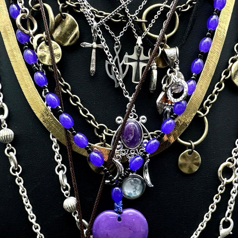 Vintage to Modern Mixed Costume Jewelry Necklace Lot Gold Silver Tone Pendants