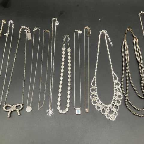 Fashion Costume Jewelry Necklace Lot of 19 Rhinestone Beaded Pendants Bow Coin