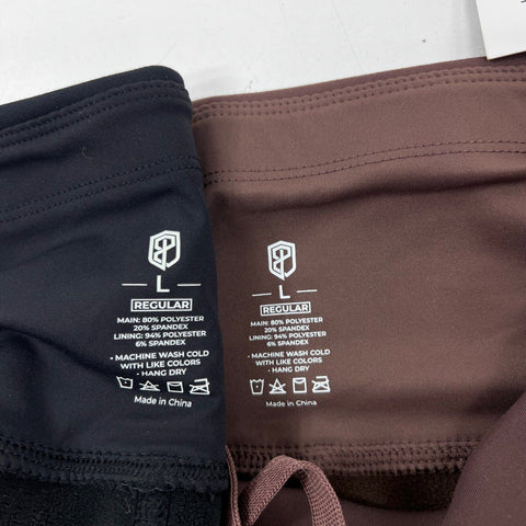 Born Primitive Women's Fleece Lined Leggings French Roast Black 2 Pack Sz L NWT