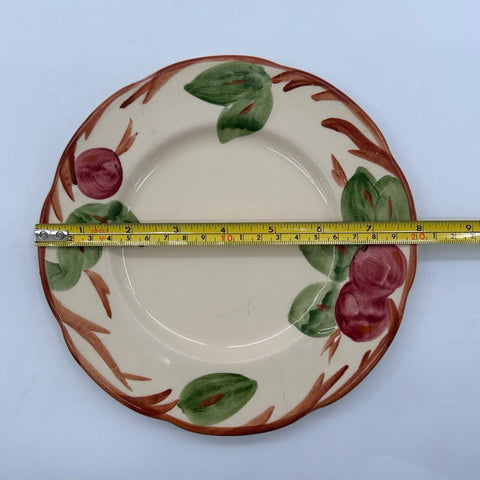 Hand Painted Apple Pattern Ceramic Plates 8 Piece Set Scalloped Edge Vintage
