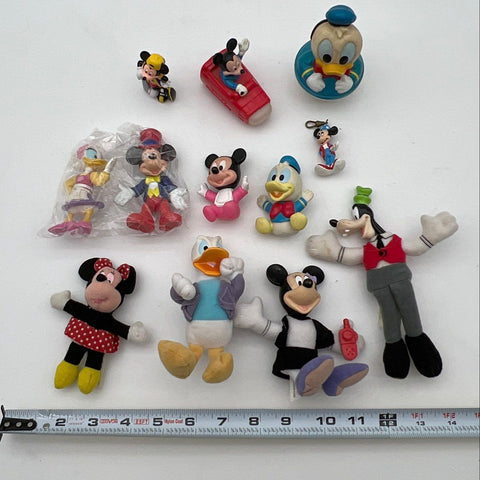 Disney Toy Lot Mickey Mouse Donald Duck Goofy Minnie 12 Pieces Mixed Vintage