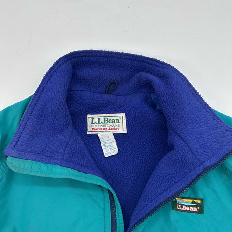 Vintage 90s L.L. Bean Warm-up Jacket Fleece Lined Teal Made USA Kids Sz 14